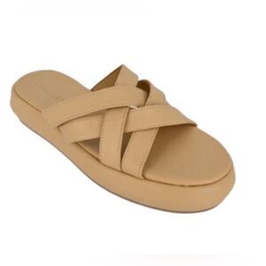 New Shekudo | Osisi Beige Slide Sandals Size:40